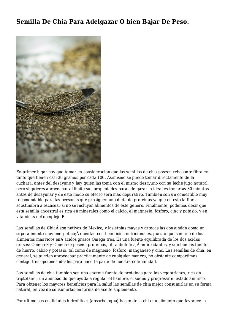 Semillas para adelgazar como consumirlas